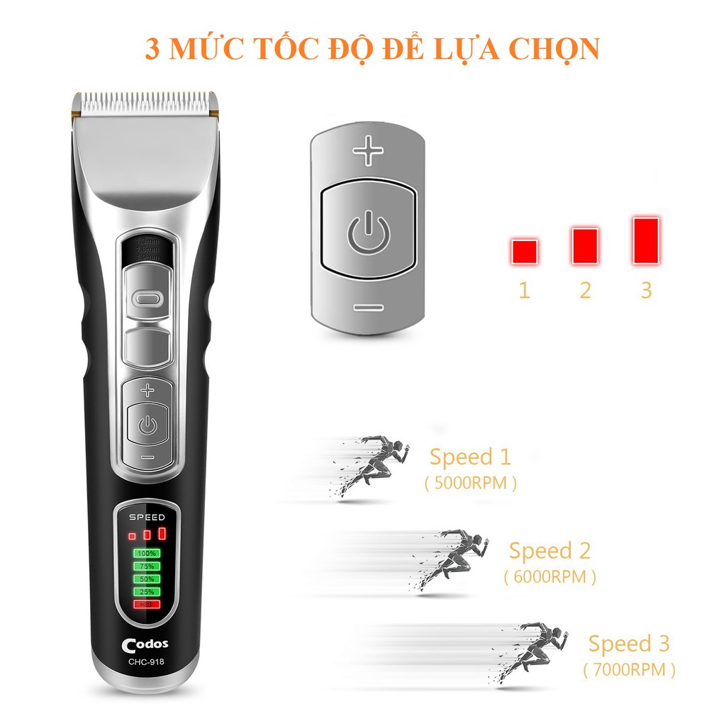 Tông đơ cắt tóc Codos CHC-918m, tông đơ cắt tóc chuyên nghiệp