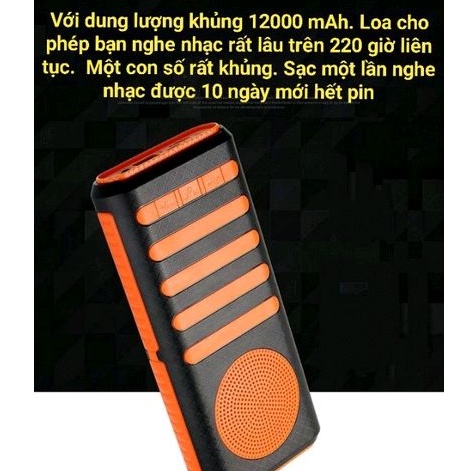 Loa Bluetooth Kiêm Pin Sạc Dự Phòng 10000 mAh Tích Hợp Đèn Pin Siêu Sáng Đa Năng 3 Trong 1