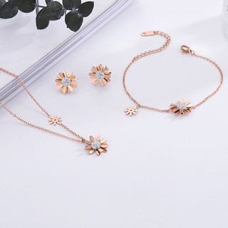 Bộ Trang Sức Hoa Cúc Titan Ko Đen TT 3086