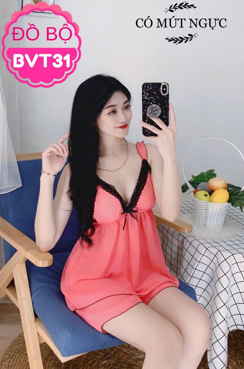 [Mã FASHIONT4WA2 giảm 10K đơn 50K] Đồ ngủ voan sexy dây nhúm freesize dưới 55kg(M034) | BigBuy360 - bigbuy360.vn
