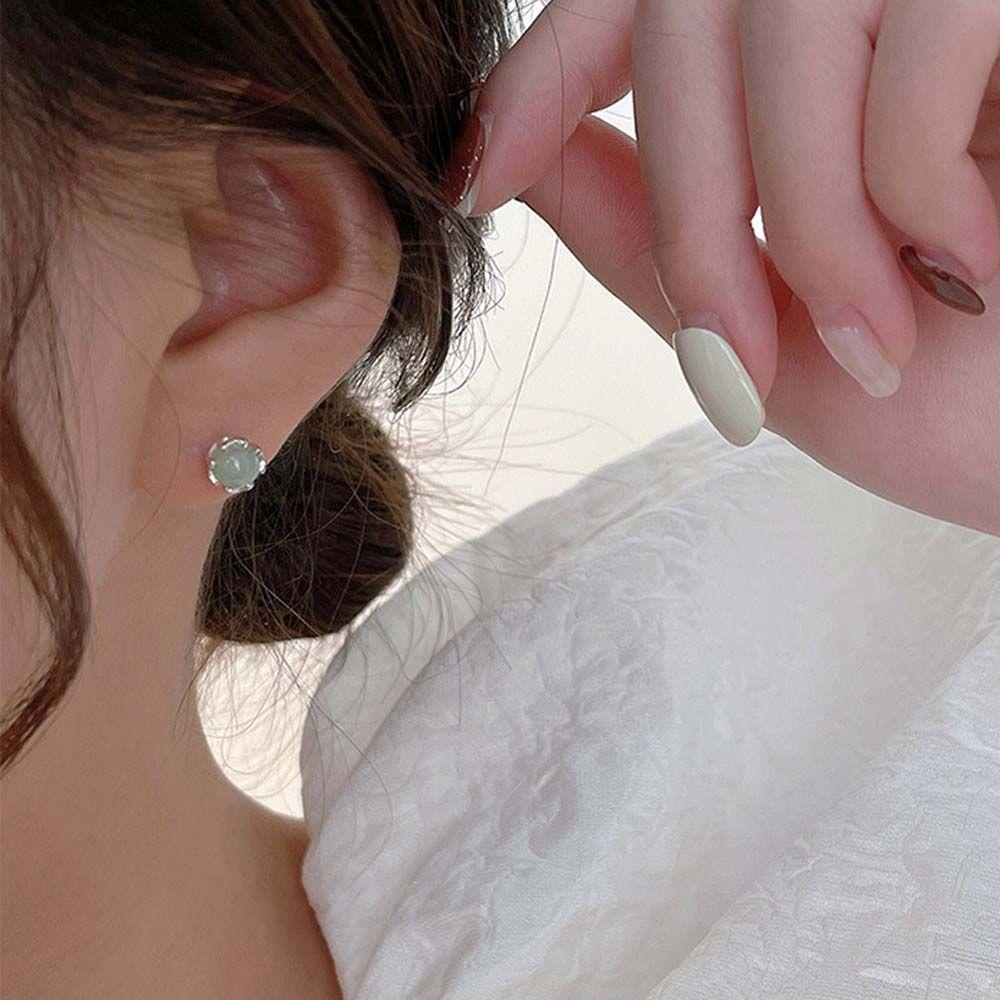 Bông Tai Ngọc Lục Bảo Sang Trọng|Trang Sức Thời Trang|Khuyên Tai Hàn Quốc Màu Sắc Tươi Sáng Phong Cách Hàn Quốc Cho Nữ