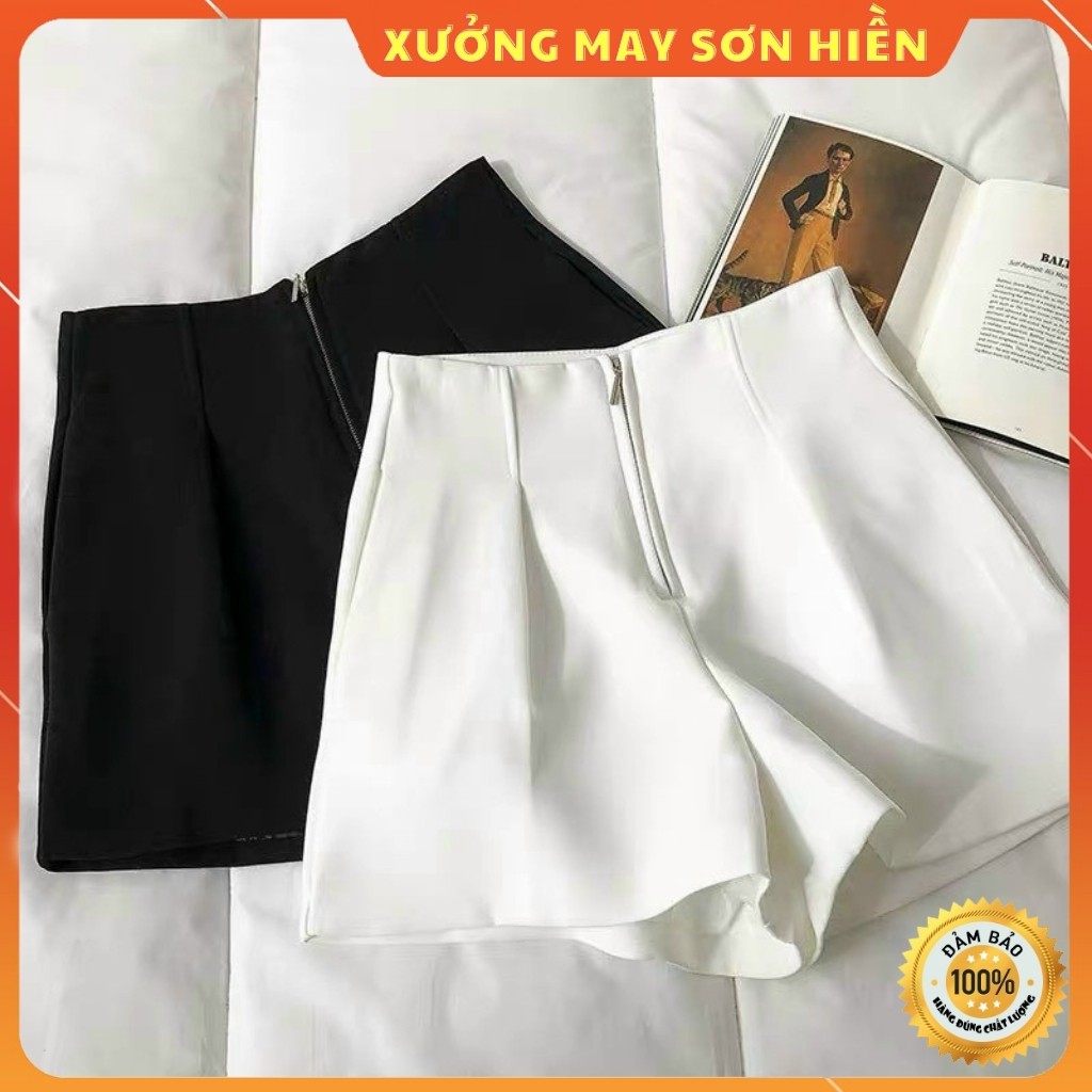 Quần short cạp cao ❤️ Hot Trend ❤️ Quần short nữ lưng cao khóa trước MS38 Xưởng may Sơn Hiền