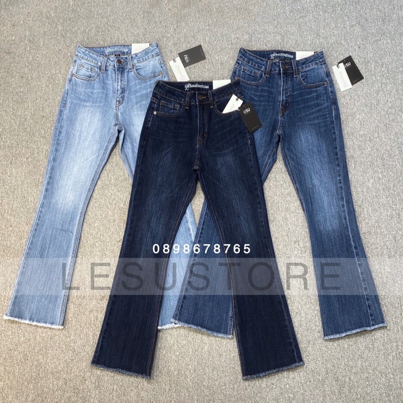 ẢNH TỰ CHỤP Quần Jeans Loe Trơn Lai tua dài 88cm