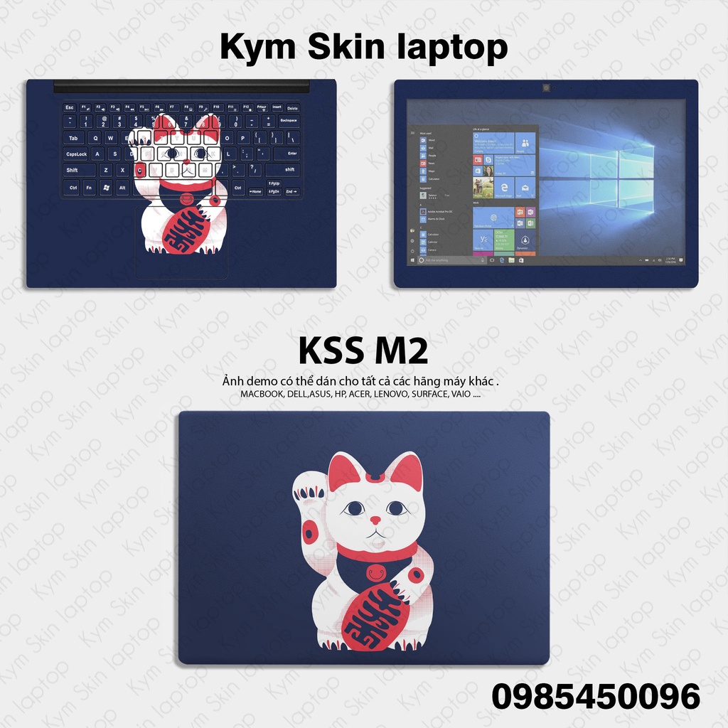 Skin Dán Laptop - MÈO THẦN TÀI - Miếng Dán Decan Laptop Cắt Sẵn Theo Từng Máy