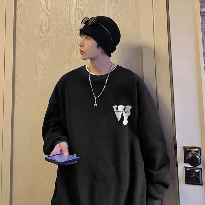 Áo Sweater Cổ Tròn Dáng Rộng In Họa Tiết Đơn Giản Thời Trang Xu Hướng Đường Phố Có Size Lớn M-8XL