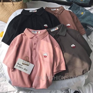 Áo polo thêu đám mây chất thun cá sấu, áo thun cổ đức