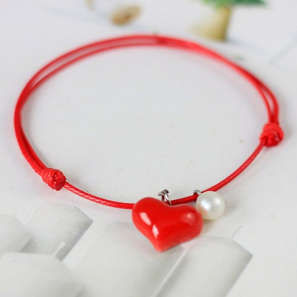 Vòng tay lắc tay trái tim đỏ đeo tay nam nữ thiết kế đẹp phong cách Hàn Quốc