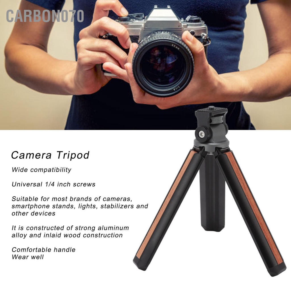 Carbon070 Chân máy ảnh mini Hợp kim nhôm để bàn di động có đầu bi cho Vlog Travel Selfie