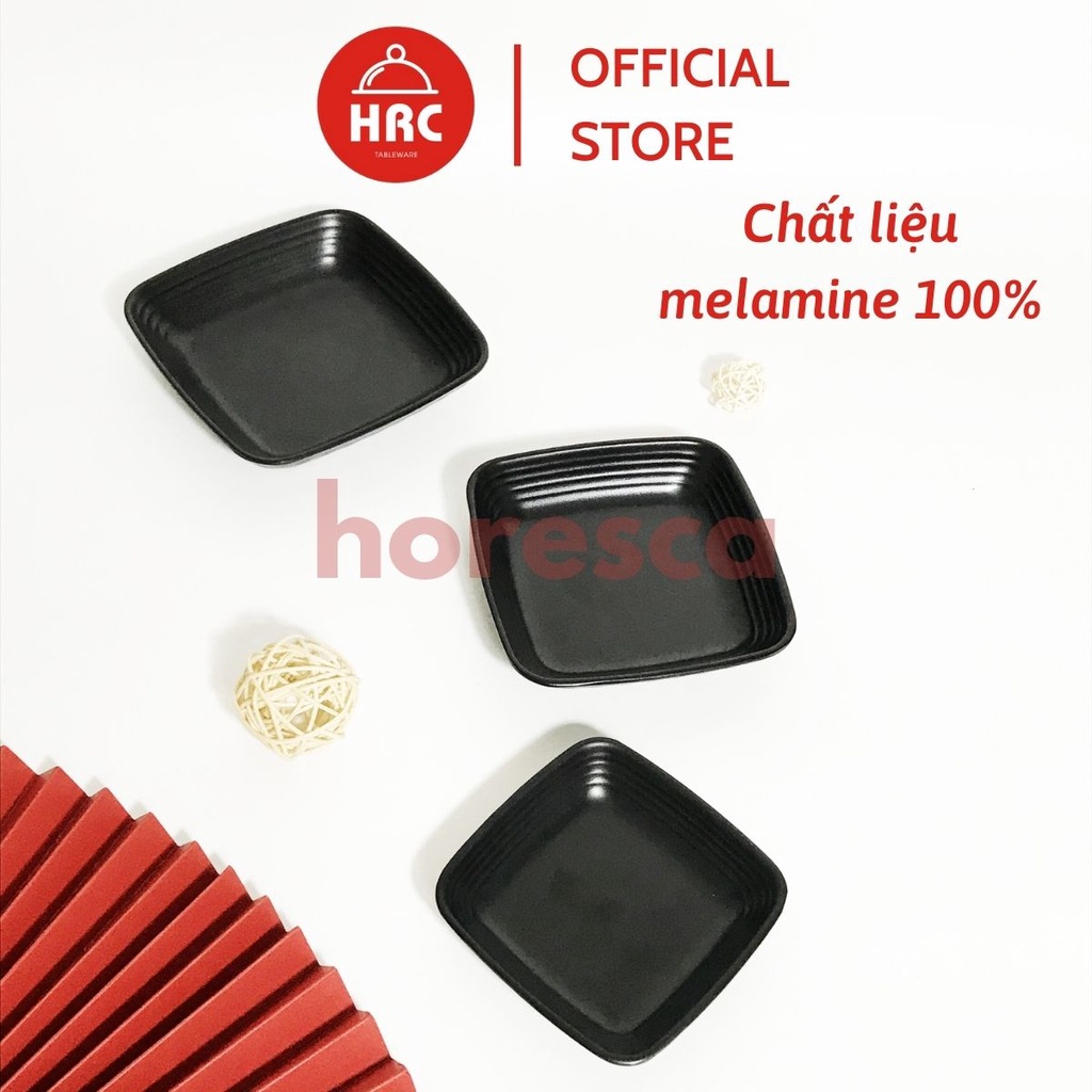 Đĩa vuông 100% melamine lòng sâu (CAO CẤP) Đĩa đen nhám vuông nhiều kiểu dáng