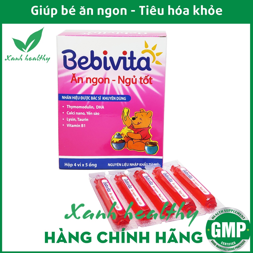 Siro giúp bé ăn ngon, giảm biếng ăn hiệu quả - Bebivita Ăn Ngon Ngủ tốt - bổ sung DHA, kẽm, taurin, vitamin - Hộp 20 ống