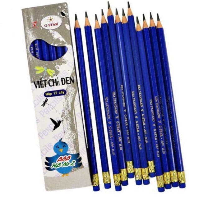 Combo Hộp 12 chiếc bút chì gỗ DẺO hiệu GSTAR H2B AAA/BBB/CCC/III/NNN/MMM/QQQ/HHH