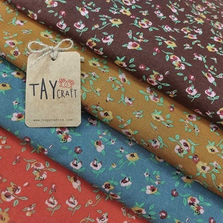 Vải linen bột họa tiết hoa nhí vintage 50x150cm