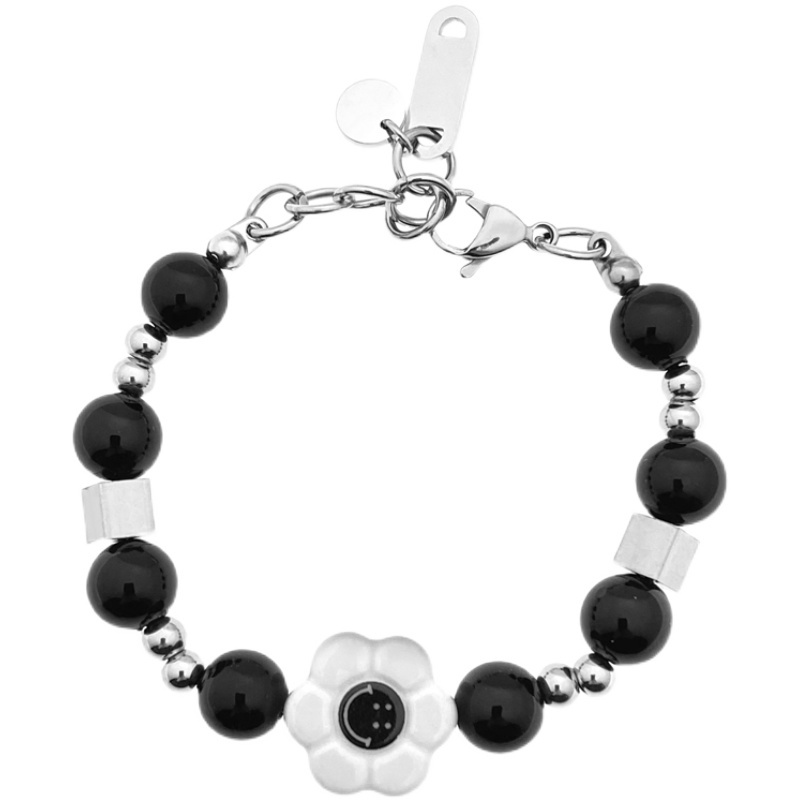 Vòng tay hình hoa đính ngọc trai giả phong cách hiphop thời trang đơn giản retro