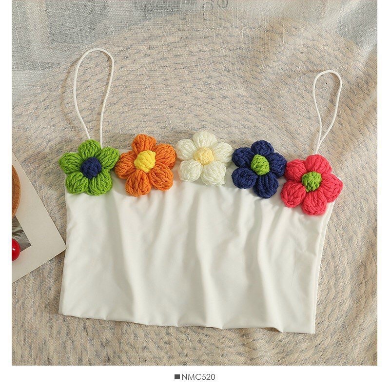 Áo Hai Dây Croptop chất Borip đính hoa
