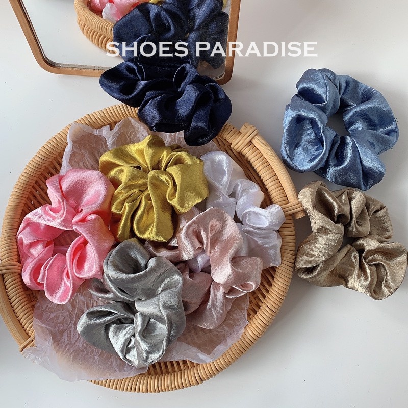 Scrunchies chun buộc tóc cột tóc hàn quốc scrunchie lụa satin shoes paradise CTN