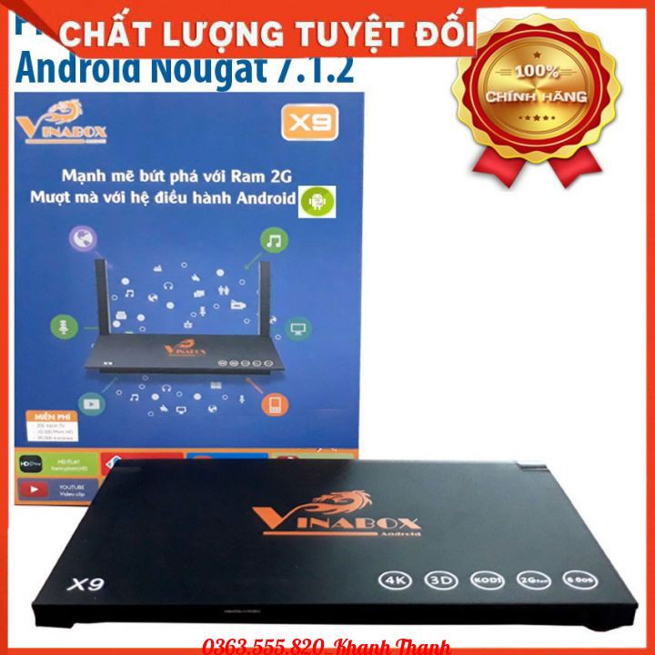 TV BOX VINABOX X9 (Rockchip RK 3229/Mail 450MP/2G/16G) - Hỗ trợ điều khiển giọng nói - Bảo hành 12 tháng