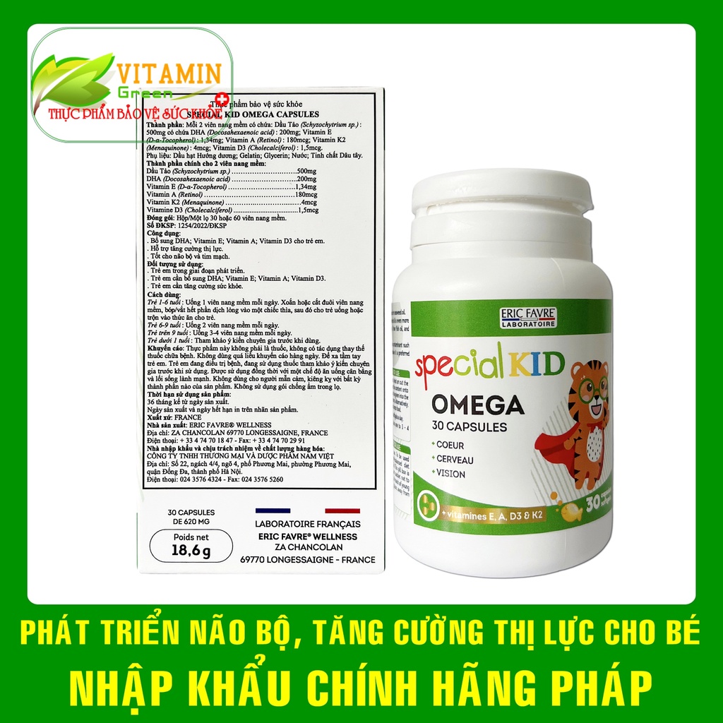 Bổ sung Omega DHA cho bé giúp nuôi dưỡng trí não, hỗ trợ thị lực  Special Kid Omega 30 viên | Nhập khẩu chính hãng Pháp