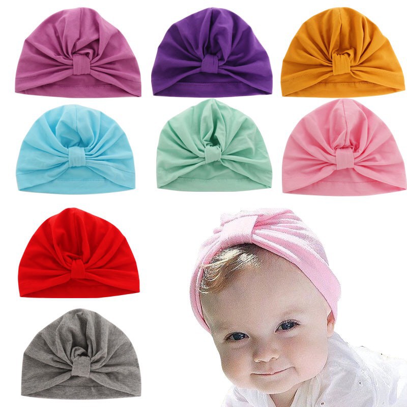 Mũ turban xinh xắn cho bé, vải cotton cao cấp mềm mịn, được chọn màu - MU10