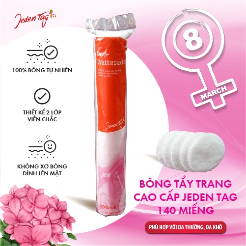 Bông Tẩy Trang cao cấp 100% Cotten tự nhiên JenDen Tag (140 miếng)