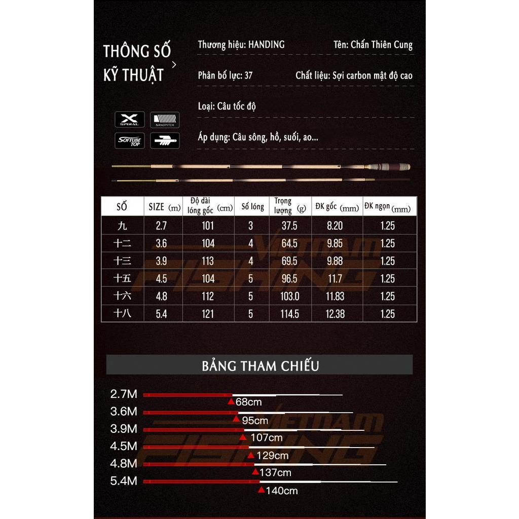 [Có sẵn] [Có bảo hành] [Chính hãng] Cần tay Handing Chấn Thiên Cung 3H - Chuyên câu cá Diếc, Chép .v.v.