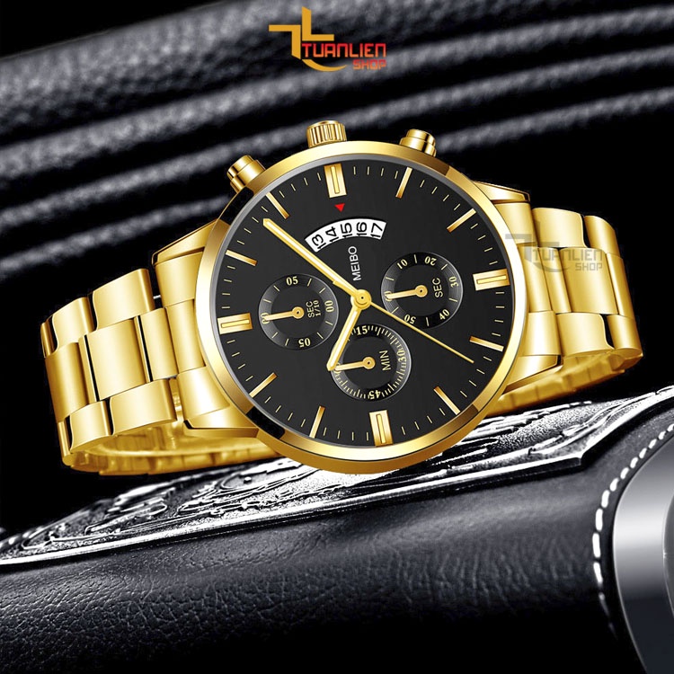 Đồng hồ nam dây thép đúc MEIBO đẳng cấp phái mạnh chạy 3 kim, kiểu dáng sáng trọng