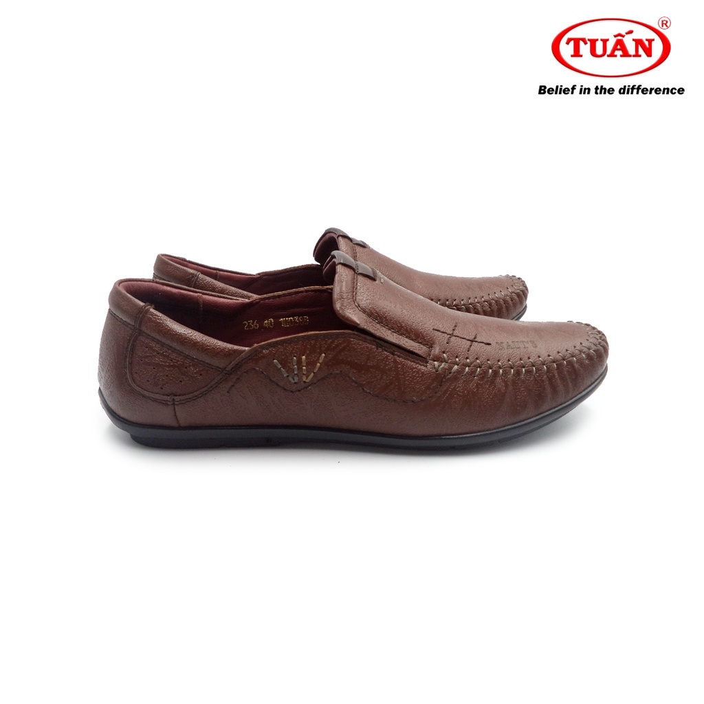 Giày lười nam giày mọi quai da bò đế cao su thương hiệu Tuấn GXHU-236
