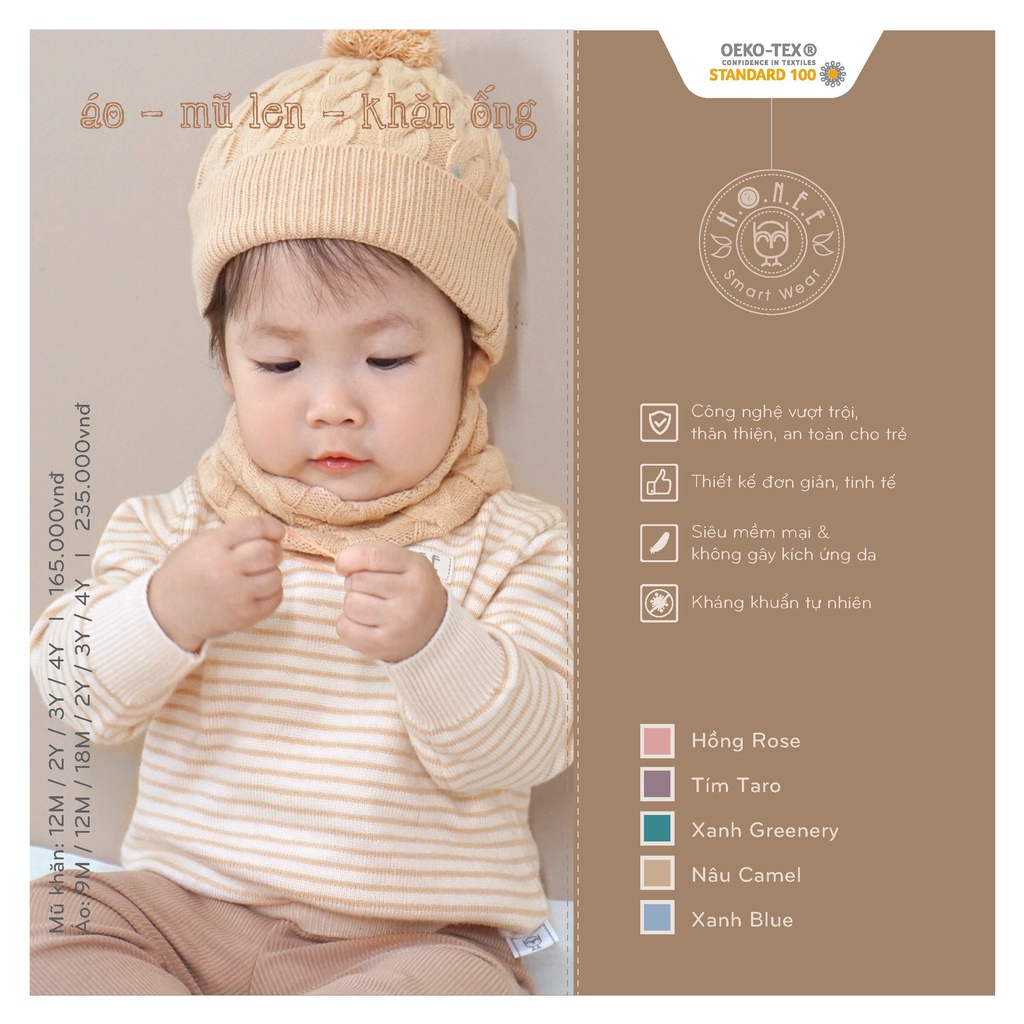 HRNEE Set khăn ống mũ len