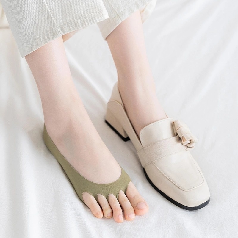 1 Đôi Tất Lụa Lạnh Năm Ngón Siêu Mỏng Thoáng Khí Chống Ma Sát