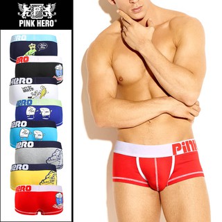 Quần lót boxer nam màu hồng in hình người sắt