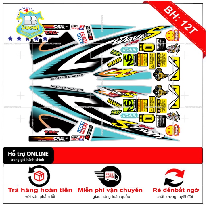 ( Quí khách vui lòng mang ra tiệm cho thợ dán ) Tem wave nhỏ đời đầu bạc