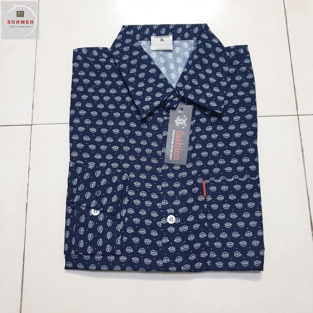 [HCM] Áo Sơ Mi Nam Trung Niên Tay Dài Họa Tiết Bông Đẹp SUNMEN Size Từ 50-85kg