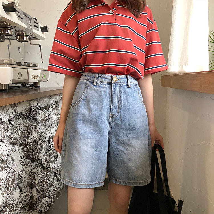Quần Short Jean Lửng Nữ ngố bò ống rộng MSHA