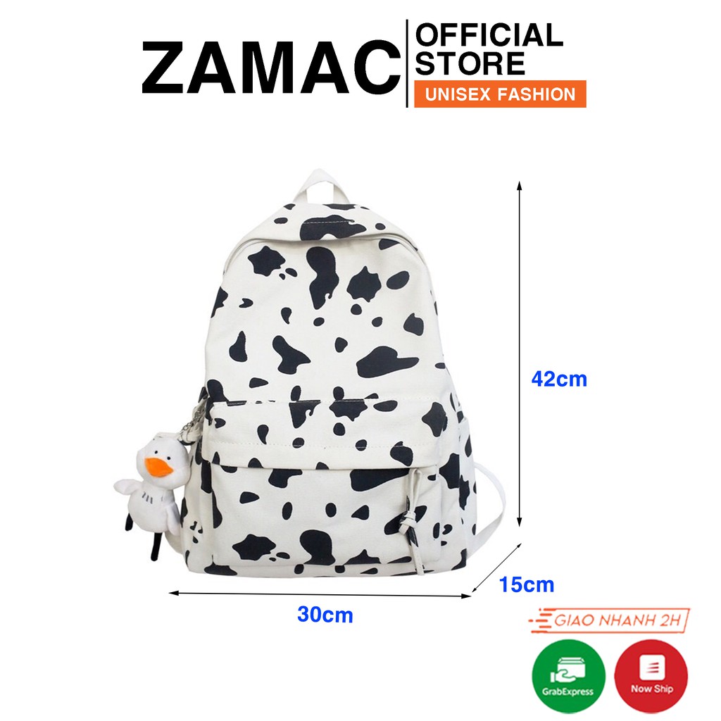 Balo bò sữa đi học ZAMAC vải canvas dày dặn thời trang Unisex - ZB8