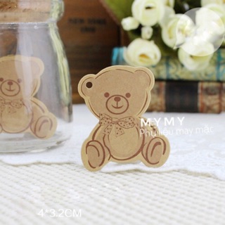 Nhãn giấy kraft hình gấu thú bông phụ kiện trẻ em