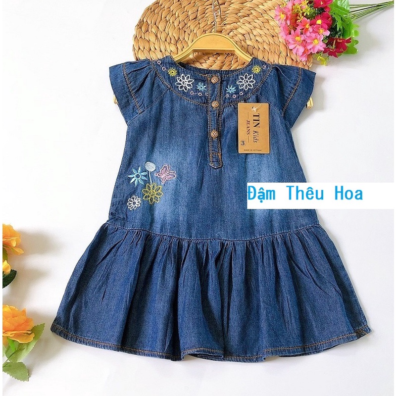 Đầm Jean Cho Bé Gái Đuôi Cá Phối Cổ Thủy Thủ , Denim cao cấp - Trang 25 Kids-K118
