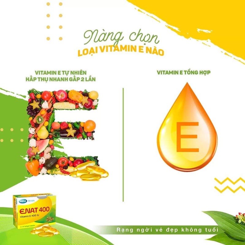 Viên uống ENAT 400 - vitamin e thiên nhiên hộp 30viên - rạng ngời vẻ đẹp không tuổi