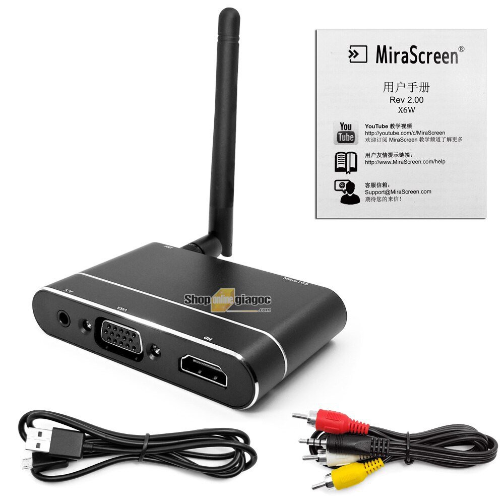 Thiết Bị Chia Sẻ Hình Ảnh Không Dây Mirascreen X6W AV+HDMI+VGA | BigBuy360 - bigbuy360.vn