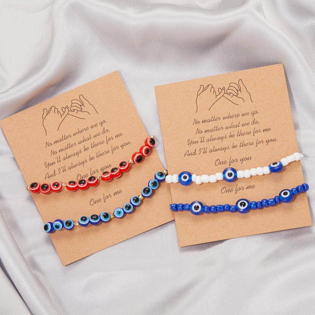 1/2 Vòng đeo tay RINHOO FRIENDSHIP dây bện hình mắt quỷ có thể điều chỉnh