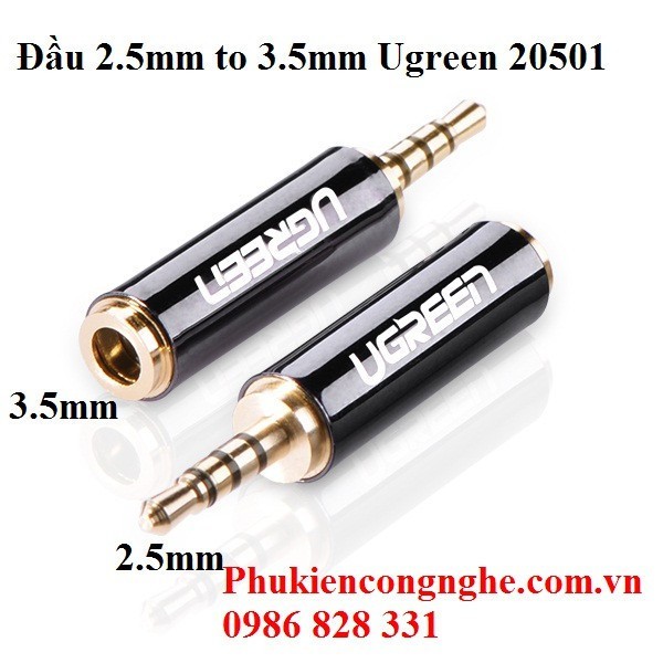 Đầu chuyển đổi 2.5 dương sang 3.5mm âm chính hãng Ugreen 20501