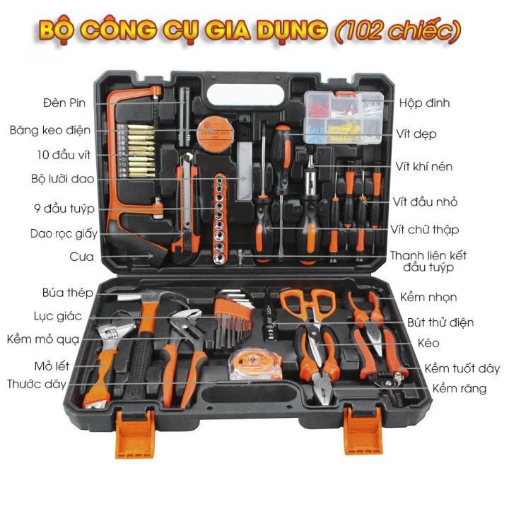 [ RẺ VÔ ĐỐI GIẢM TỚI 50%] Bộ dụng cụ sữa chữa ô tô nhà cửa ĐA ĐỤNG 102 chi tiết cao cấp