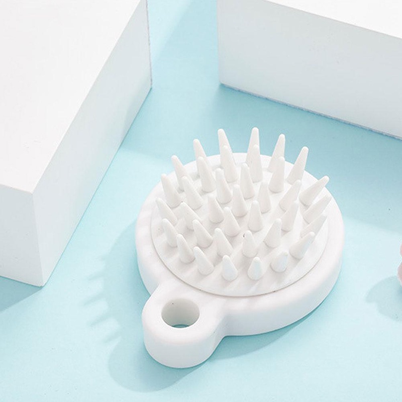 Bàn Chải Mát Xa Da Đầu Bằng Silicone Chống Gàu Màu Trắng