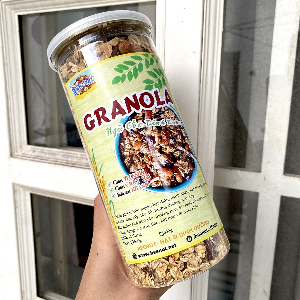 Ngũ cốc ăn kiêng giảm cân Granola không đường, Ngũ cốc dinh dưỡng không phẩm màu nhân tạo - Đồ ăn vặt Healthy BeeNut