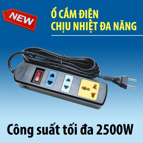 Ổ cắm điện chịu nhiệt đa năng - Honjianda - dây 3 mét