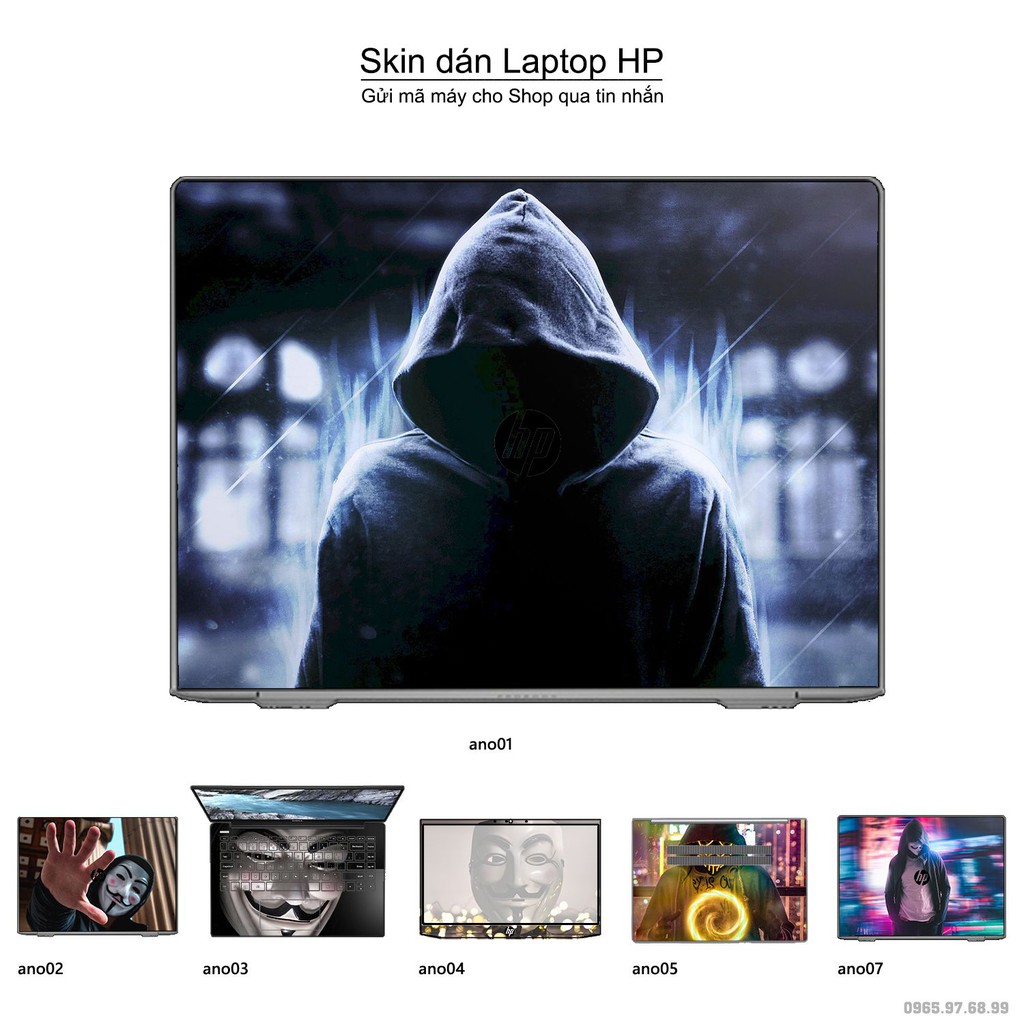 Skin dán Laptop HP in hình Anonymous (inbox mã máy cho Shop)