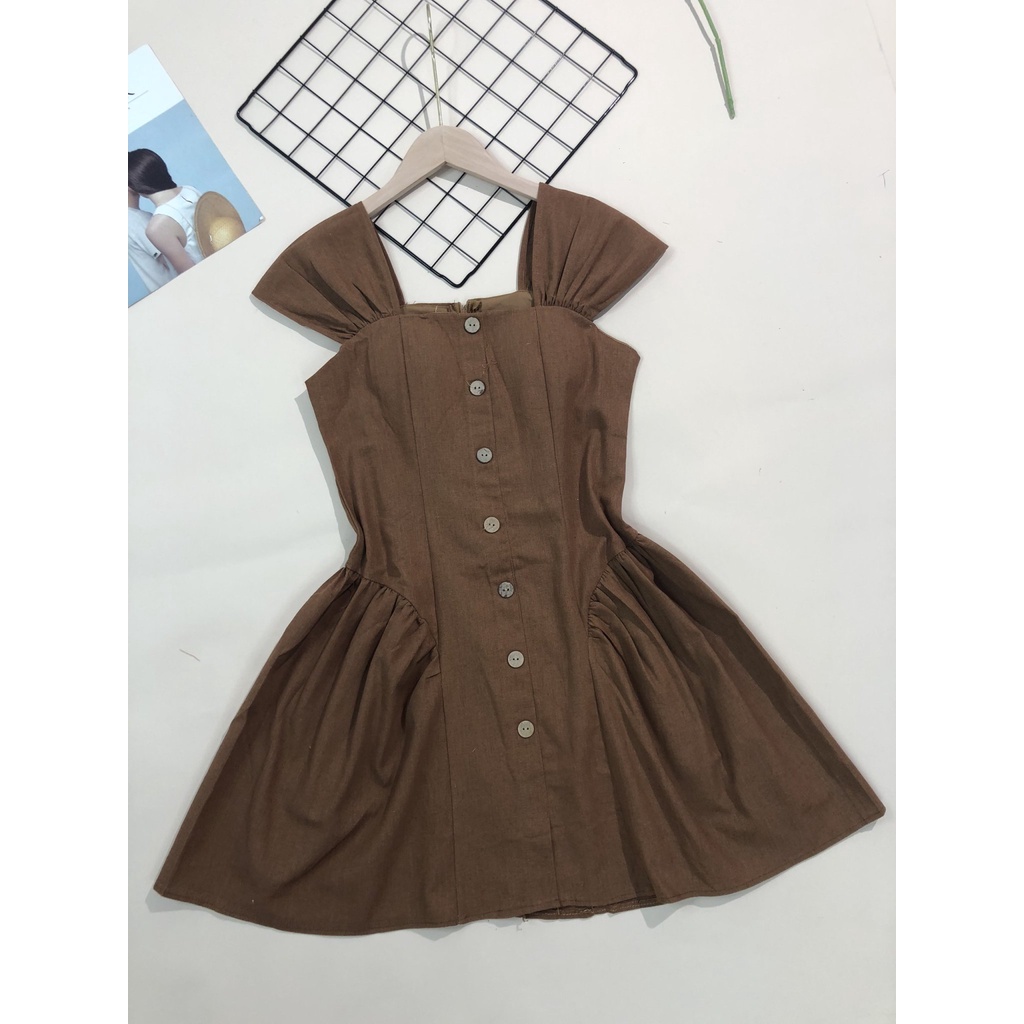 Váy 2 dây bản to xếp li ngực MQ CLOTHING đầm chữ A thiết kế kiểu dáng sang chảnh