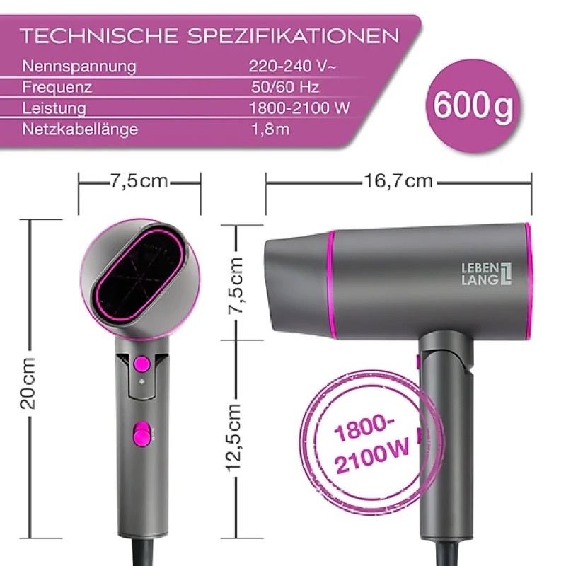 Máy sấy tóc Lebenlang CHLB Đức công nghệ ion