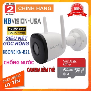 Camera ip giám sát ngoài trời kbone kn-b21 wifi fullhd 2.0mp siêu nét góc rộng 2.8mm