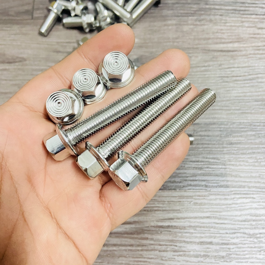 Ốc inox TRỤ V2 TRƠN đầy đủ các size 8ly, 10ly từ 25mm đến 60mm lắp chi tiết xe máy