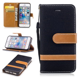 Bao da điện thoại denim sang trọng cho iPhone 5 5s 5SE 6 6s Plus 7 8 Plus SE 2020