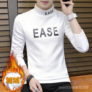 Tony Jess Thu Đông Thời Trang Lông Cừu Lót Dày Nửa Cổ Cao Thời Trang Đáy Áo Sơ Mi Nam Thanh Niên Cổ Trung Ấm Áo